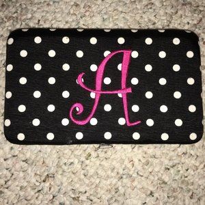 Black and White Polka Dot Initial A wallet